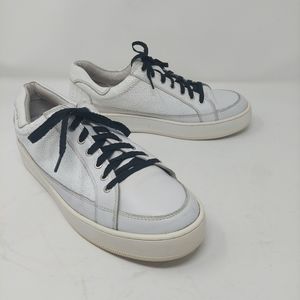 Free People Letterman White Pebbled Leather Platform Fashion Sneakers Size 11